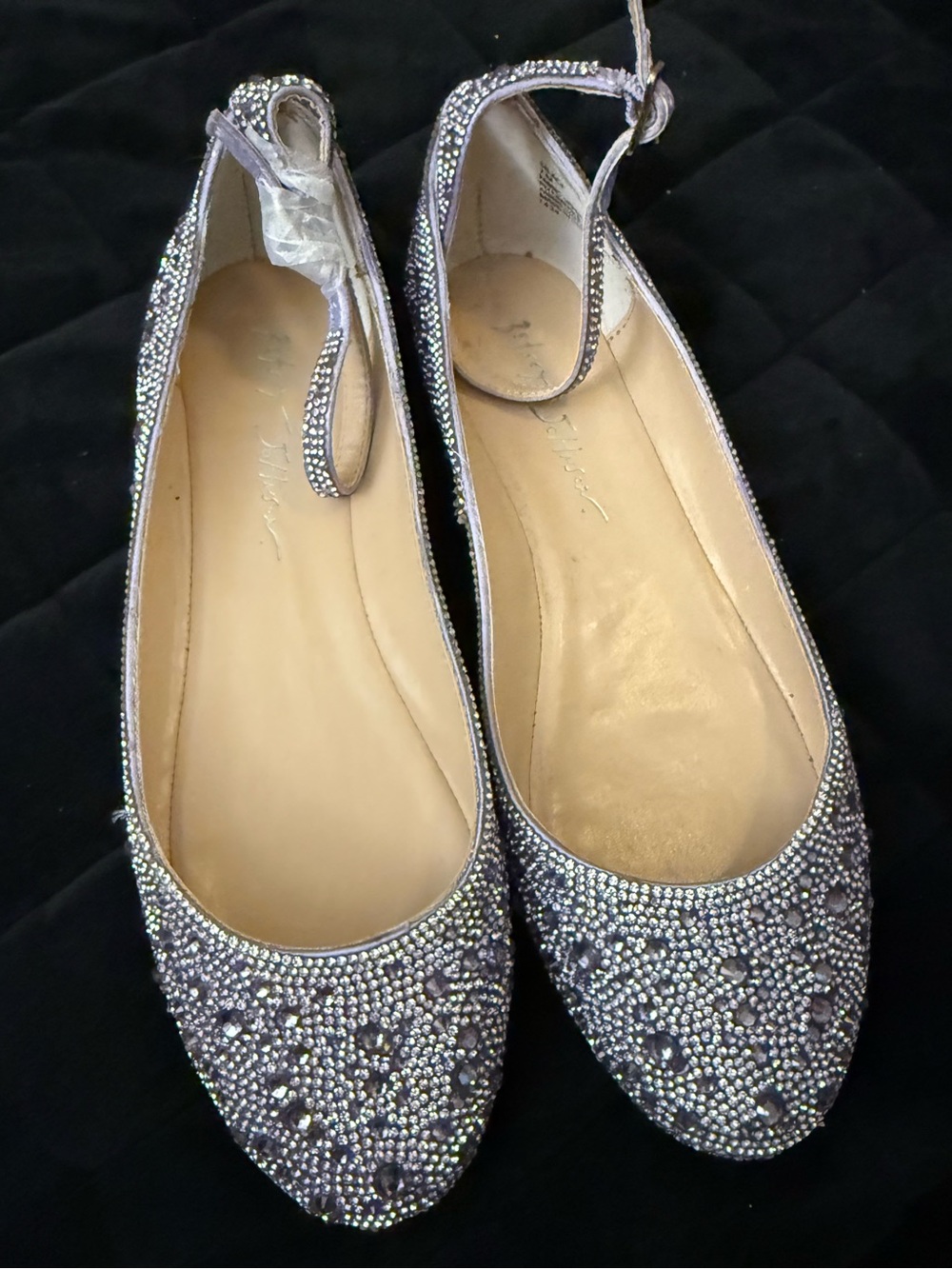 Betsy Johnson lilac rhinestone Ballet Flats with Ankle Strap size 7 m